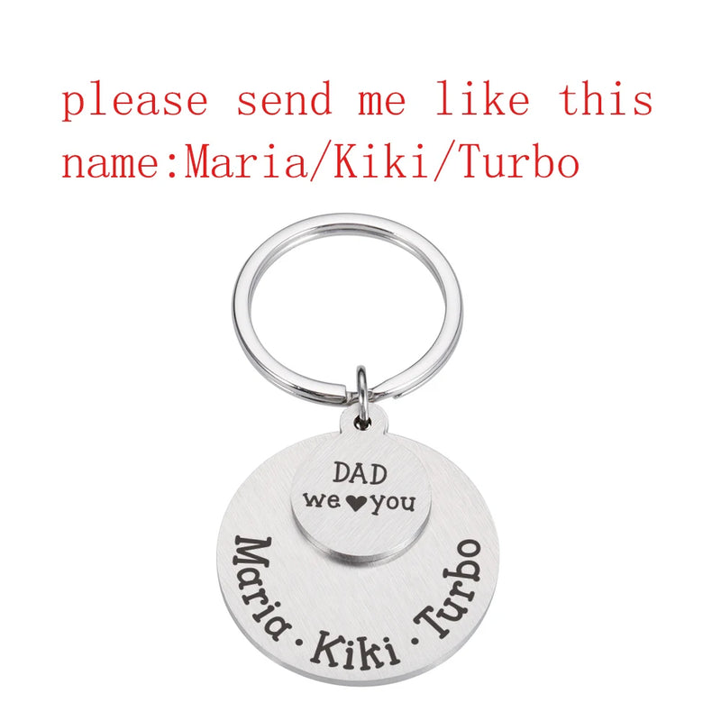 Personalized Fathers Keychain Children Name Original Gift for Daddy Car Key Dad