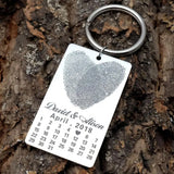 Personalized Fingerprint Keychain Calendar Keychain Thumb Fingeprints Keyring