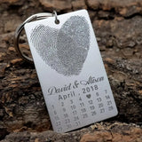 Personalized Fingerprint Keychain Calendar Keychain Thumb Fingeprints Keyring