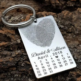 Personalized Fingerprint Keychain Calendar Keychain Thumb Fingeprints Keyring