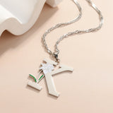 Custom Flower Initial Letter Pendant Necklace Birth Flower Minimalist Jewelry