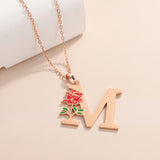 Custom Flower Initial Letter Pendant Necklace Birth Flower Minimalist Jewelry