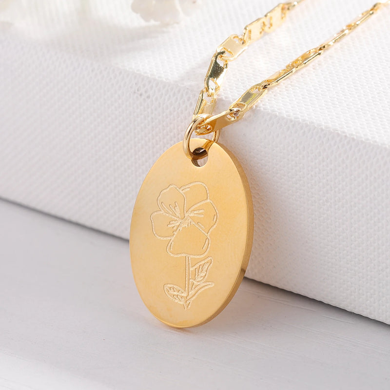 Personalized Flower Necklace Birth Month Pendant