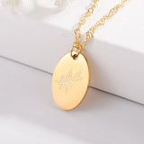 Personalized Flower Necklace Pendant - Birth Month Stainless Steel Pendant