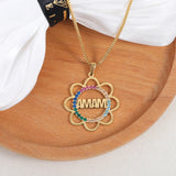 Flower Style Diamond Name Necklace Personalized Zircon Crystal Jewelry