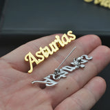 Personalized Font Name Brooch Stainless Steel Women Jewelry