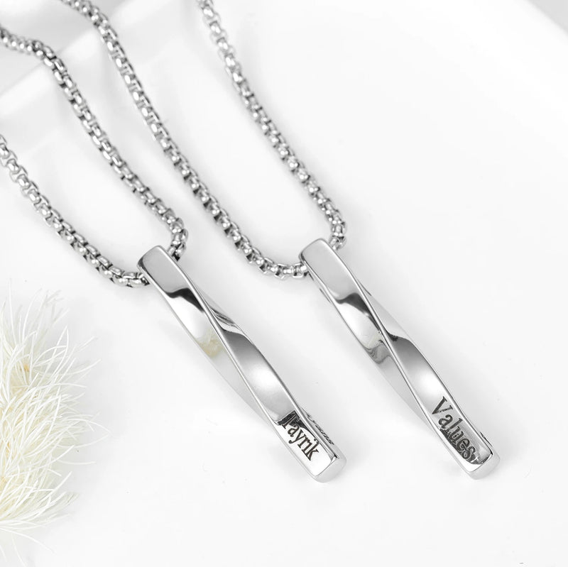 Custom 3D Bar Name Necklace Engraved Stainless Steel Jewelry