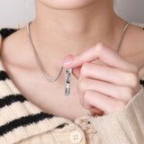 Personalized Engraved Twisted Bar Necklace Stainless Steel Name Pendant