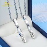 Personalized Engraved Twisted Bar Necklace Stainless Steel Name Pendant