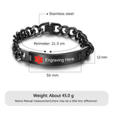 Engraved Medical Bracelets for Men Stainless Steel Alert ID Bracelets