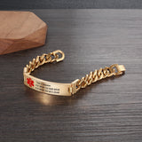 Engraved Medical Bracelets for Men Stainless Steel Alert ID Bracelets