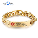 Engraved Medical Bracelets for Men Stainless Steel Alert ID Bracelets