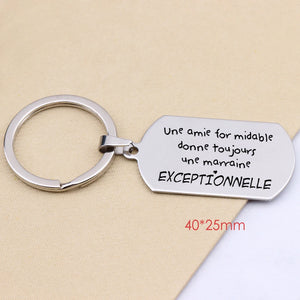 Personalized French Key Chain Charms Jewelry Keyrings Engraving