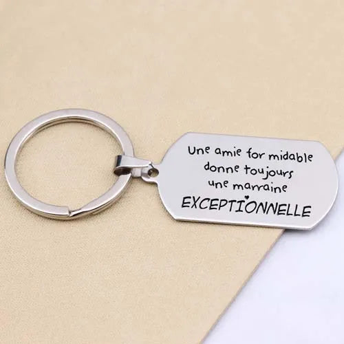Personalized French Key Chain Charms Jewelry Keyrings Engraving