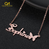 Personalized Frosted Name Necklace Butterfly Name Necklace