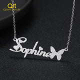 Personalized Frosted Name Necklace Butterfly Name Necklace