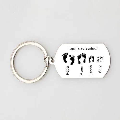 Custom Family Name Footprint Keychain