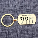 Custom Family Name Footprint Keychain