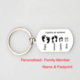 Custom Family Name Footprint Keychain