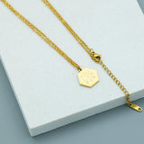 Custom Hexagon Necklace with 4 Initials Stainless Steel Charms