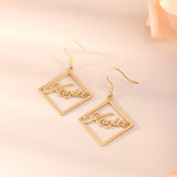 Custom Geometric Name Earrings|Square Statement Earrings|Stainless Steel