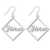 Custom Geometric Name Earrings|Square Statement Earrings|Stainless Steel