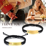 Personalized Couples Stainless Steel Nameplate Bracelets Set