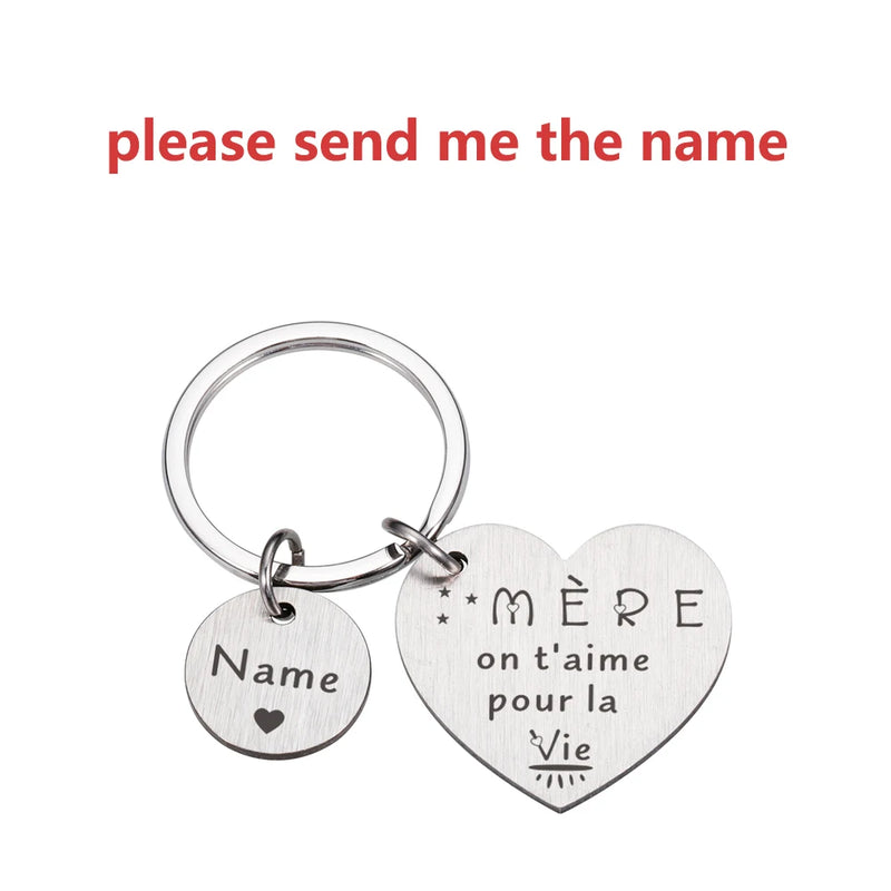 Personalized Dad Mom Keychain Love to Papa Mama Key Pendant