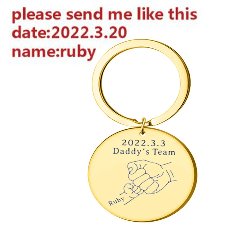 Father's Keychain Kids Name Key Chains for Daddy Love to Papa Key Pendant