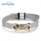 Personalized Birthstone Infinity Bracelet Adjustable Metallic Chain