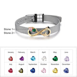 Personalized Birthstone Infinity Bracelet Adjustable Metallic Chain