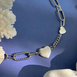Retro Punk Heart Choker Necklace 925 Silver Wedding Jewelry