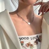 Retro Punk Heart Choker Necklace 925 Silver Wedding Jewelry