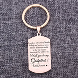 Personalized Godfather Keychain Name Keyring Stainless Steel Bag Charms