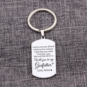 Personalized Godfather Keychain Name Keyring Stainless Steel Bag Charms