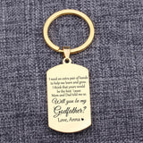 Personalized Godfather Keychain Name Keyring Stainless Steel Bag Charms