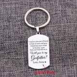 Personalized Godfather Keychain Name Keyring Stainless Steel Bag Charms