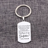 Personalized Godfather Keychain Name Keyring Stainless Steel Bag Charms
