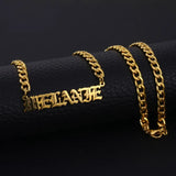 Personalized 5mm Cuban Chain Old English Name Necklace