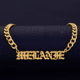 Personalized 5mm Cuban Chain Old English Name Necklace