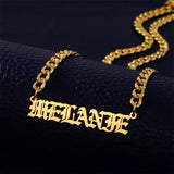 Personalized 5mm Cuban Chain Old English Name Necklace