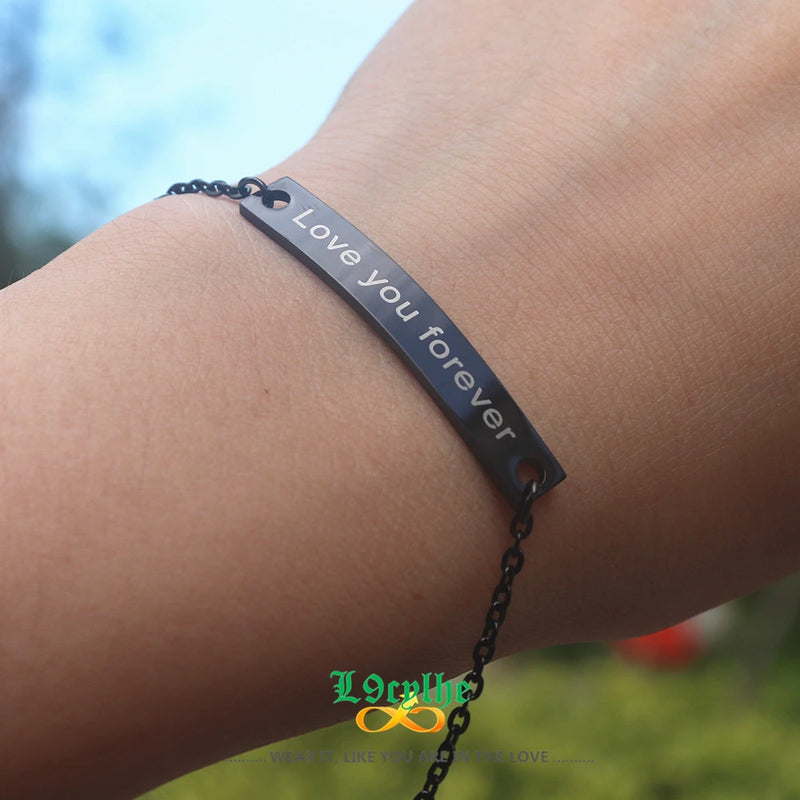 Personalized Bar Bracelet for Women Engraved Nameplate Monogram Gift