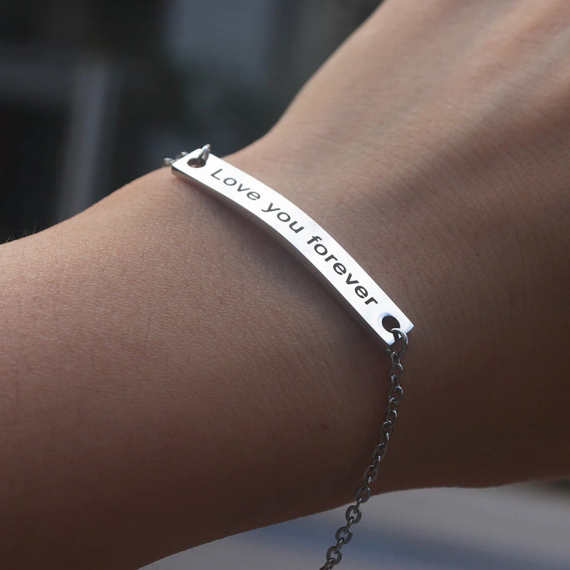 Custom Engraved ID Bar Bracelet for Her