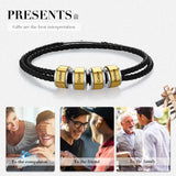Personalized Engraved Men Bracelet - 2-5 Names Leather Bangles