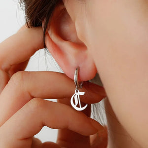 Stainless Steel Initial Letter Stud Earrings