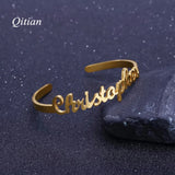 Personalized Name Bangle Stainless Steel ID Nameplate Bracelet Women Gift