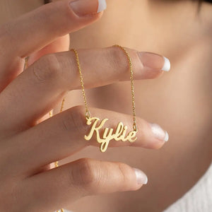 Gothic Name Necklace, Personalized Dainty Jewelry, Gift Box, Silver