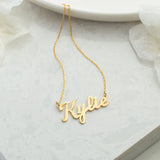 Gothic Name Necklace, Personalized Dainty Jewelry, Gift Box, Silver