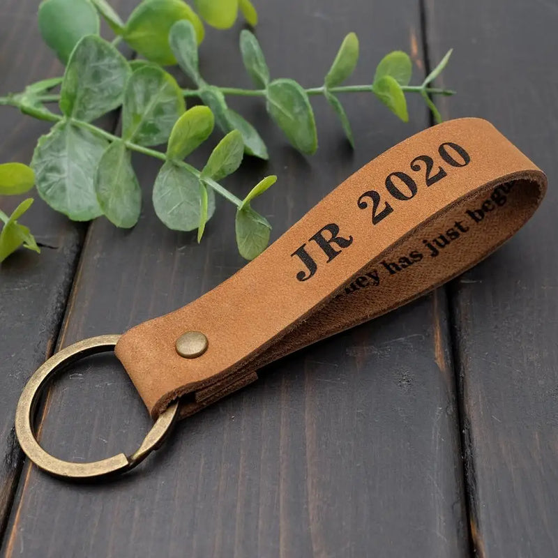 Personalized Graduation Keychain Leather Key Chain Gift For Him
