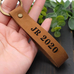 Personalized Graduation Keychain Leather Key Chain Gift For Him